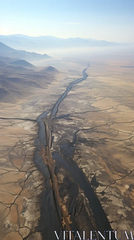 Aerial View of a Desert River - Deconstructive Composition AI Image