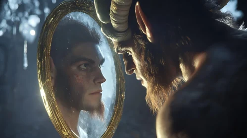 Fantasy Character in Mirror Gazing