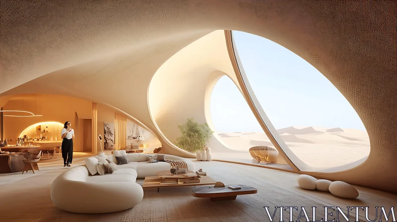 AI ART Minimalist Desert Home with Scenic View