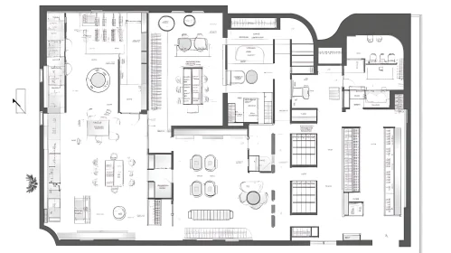 Monochrome House Layout Blueprint Architecture