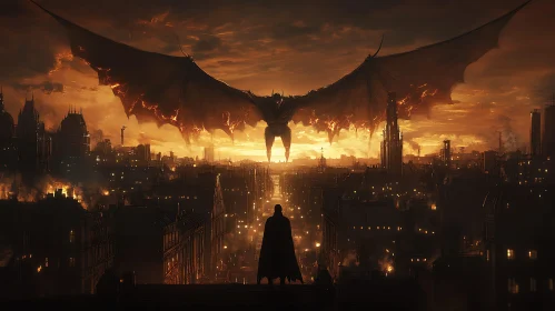 Winged Guardian Above Metropolis