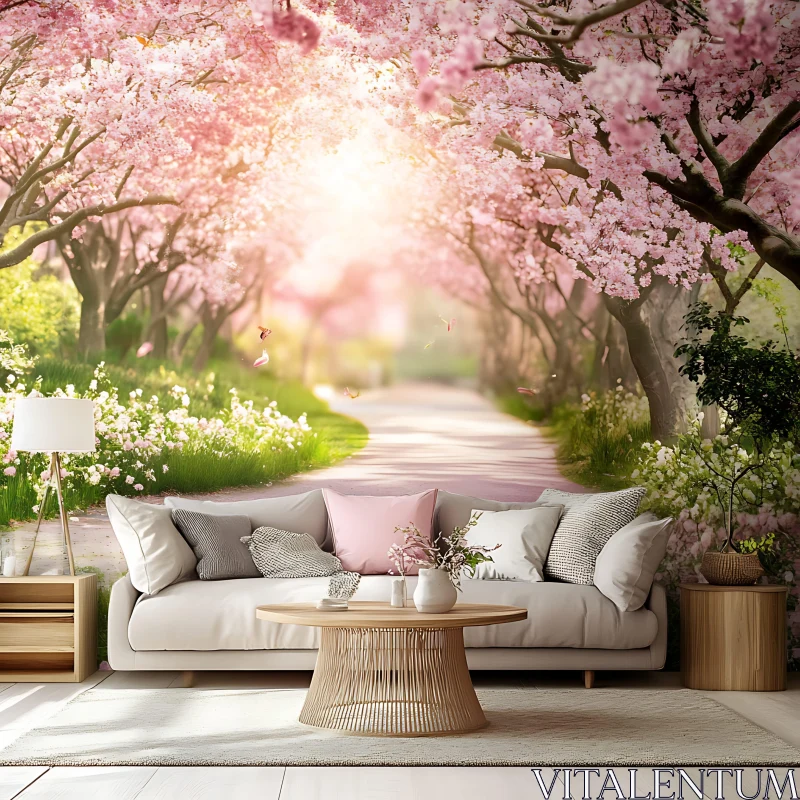 AI ART Cherry Blossom Tunnel