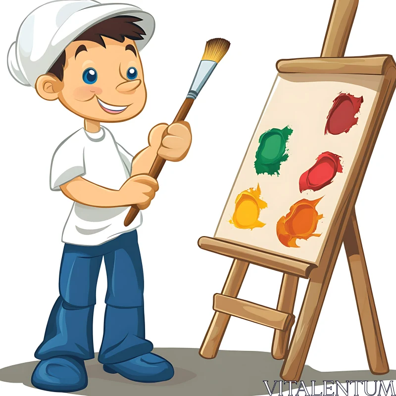 Young Artist at Work Painting AI Image