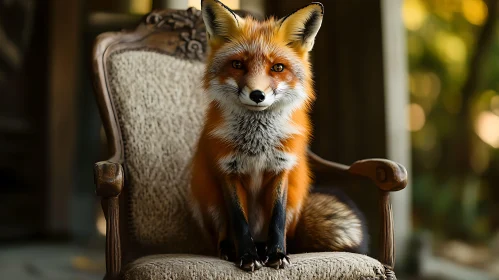 Fox Sitting on Vintage Chair