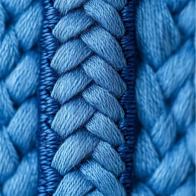 Detailed Close-Up of Braided Blue Rope