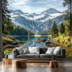 Tranquil Mountain Lake Scene