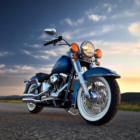 Classic Motorcycle on Open Road