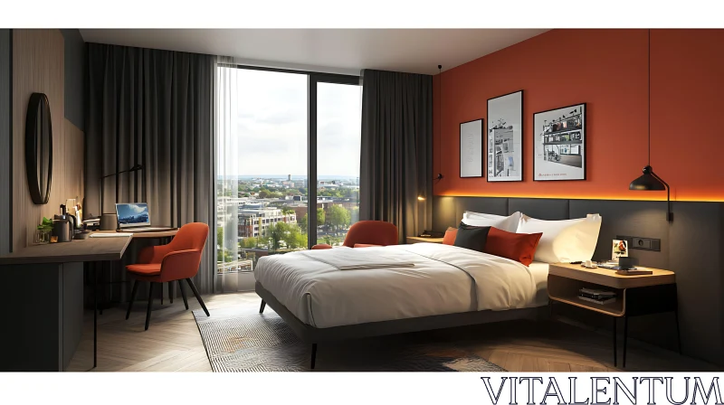 AI ART Stylish Hotel Room with Contemporary Design