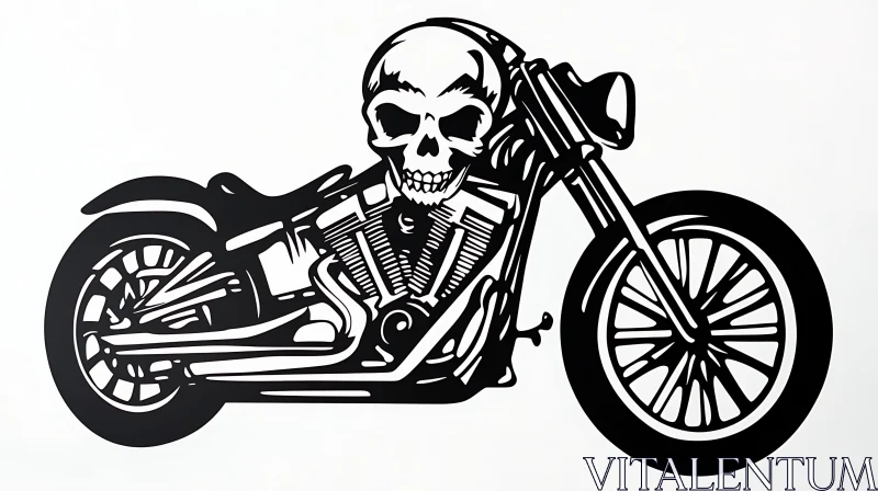 Grim Rider: Skull Adorned Motorcycle Art AI Image