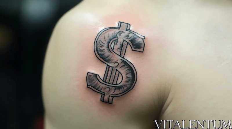 Freshly Inked Dollar Symbol Tattoo AI Image