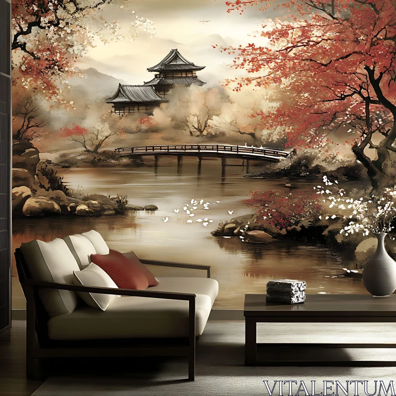 Scenic Japanese Landscape Home Decor AI Image