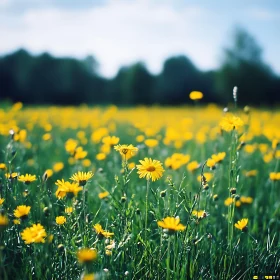 Field of Yellow Daisies in Sunlight