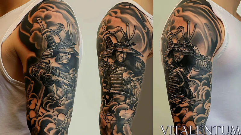 Intricate Samurai Warrior Tattoo Design AI Image