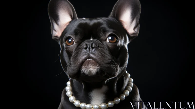 Elegant French Bulldog with Pearl Necklace AI Image