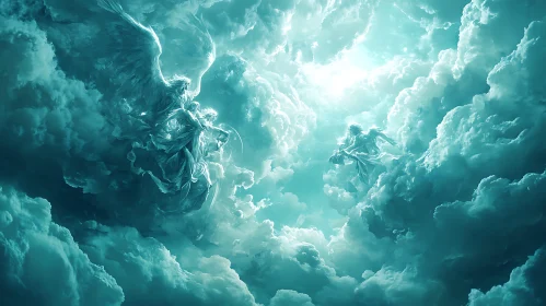 Celestial Angels Among the Clouds