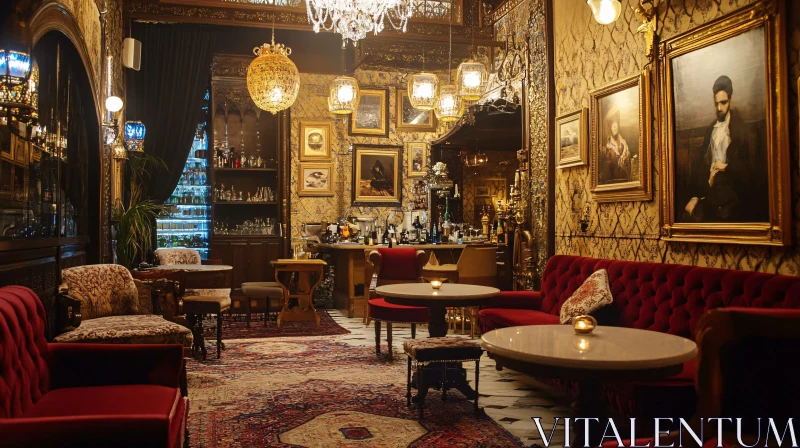 AI ART Lavish Interior with Red Accents and Art