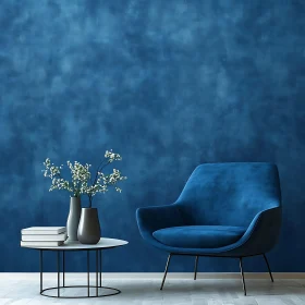 Modern Blue Interior with Velvet Armchair