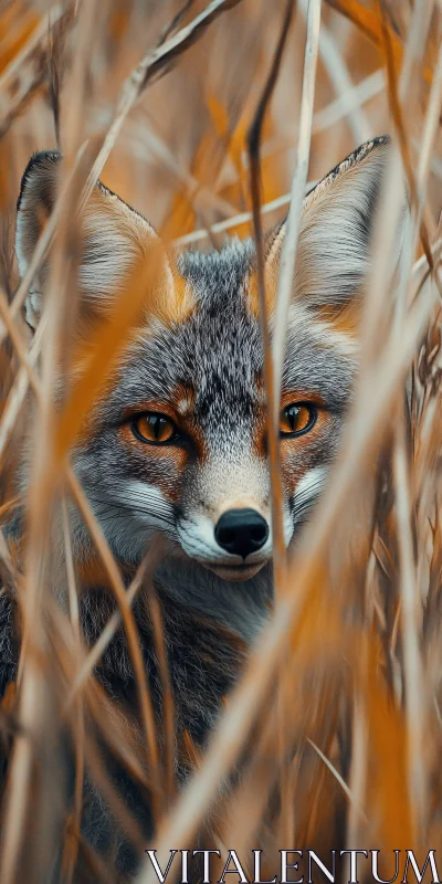 Fox Hidden in the Field AI Image