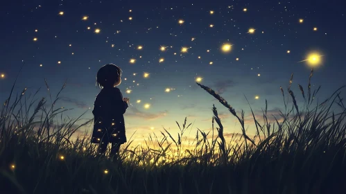 Childhood Wonder Under a Starry Sky