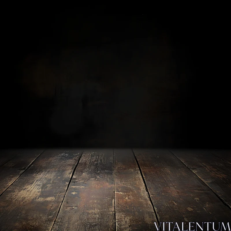 Rustic Wood Floor with Dark Backdrop AI Image