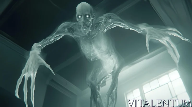 AI ART Ghostly Figure with Glowing Eyes