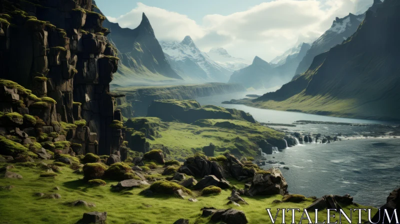Rugged Mountain Landscape – A Serene Slice of Norwegian Nature AI Image