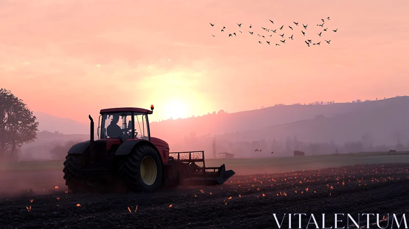 Agricultural Sunset AI Image