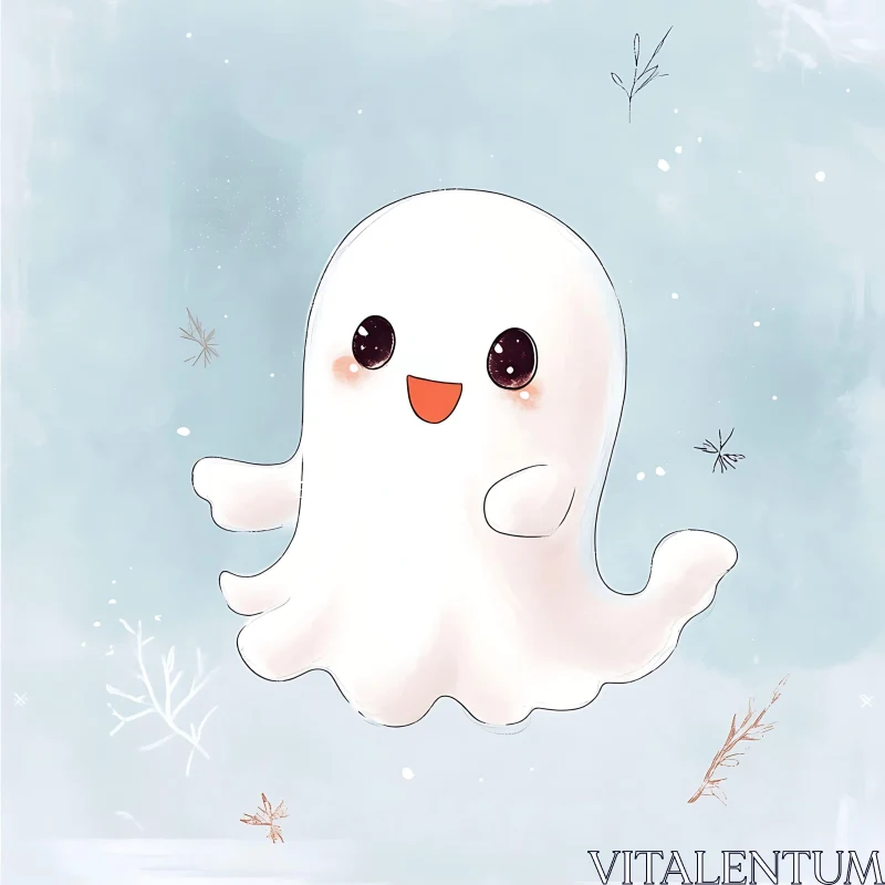 AI ART Smiling Ghost Character in Cartoon Style