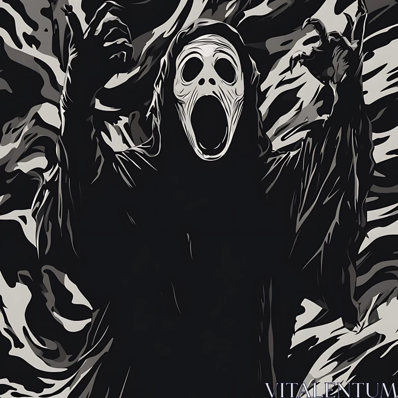 AI ART Monochrome Horror: Ghostly Apparition Art