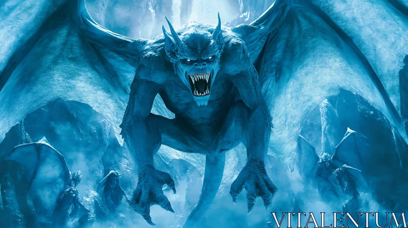 AI ART Blue Gargoyle Fantasy Creature