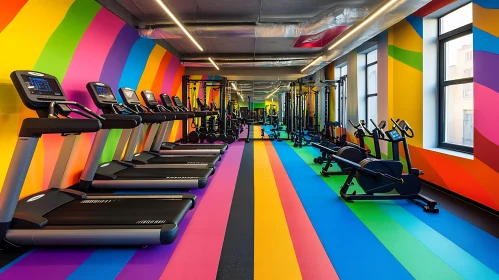 Colorful Gym with Modern Equipment