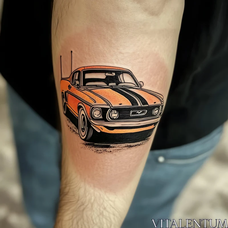 Detailed Classic Car Tattoo Design AI Image