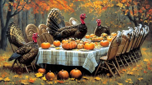 Thanksgiving Turkeys Feast Painting