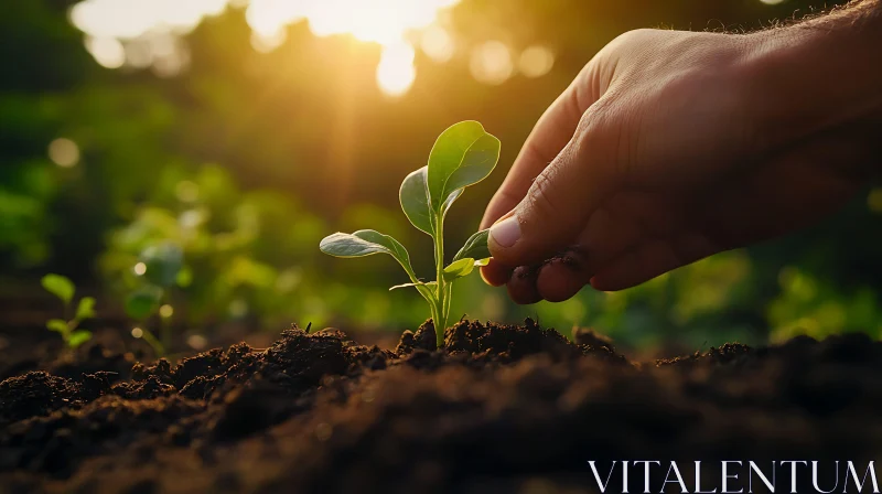 Tender Sprout in Fertile Soil AI Image