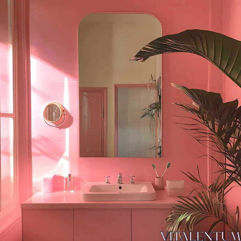 AI ART Serene Pink Bathroom Minimalist Design