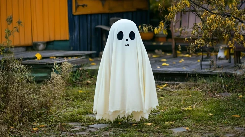 Playful Ghost in Garden