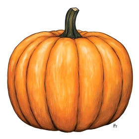 Orange Pumpkin with Green Stem