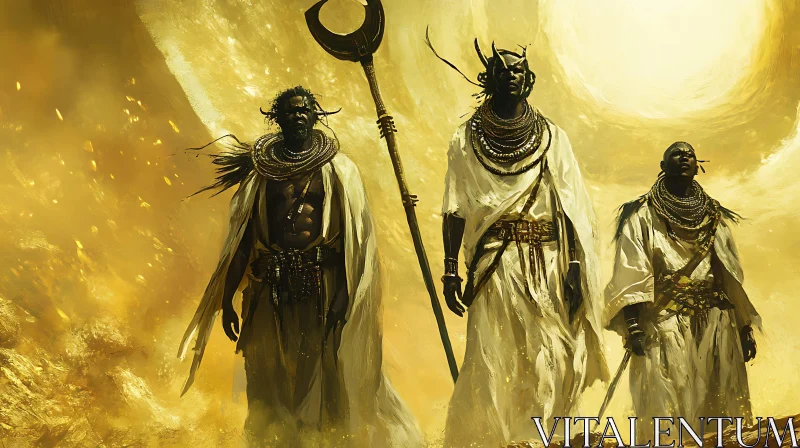 Tribal Guardians of the Sun AI Image