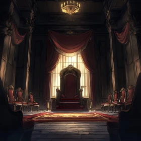 Majestic Throne Room with Red Accents