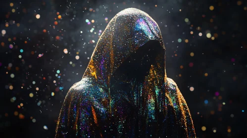 Sparkling Hooded Figure in the Dark