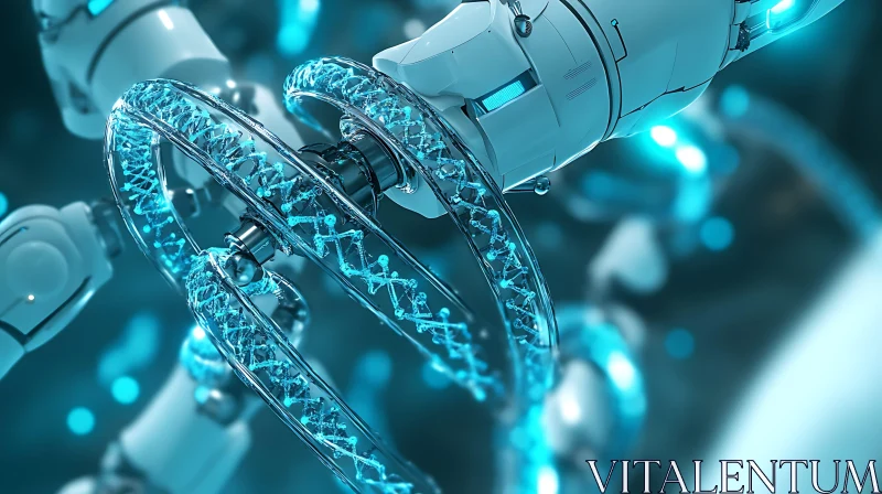 Futuristic Robotic Arm and DNA AI Image