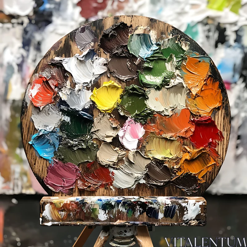 Painter's Palette with Oil Paint Textures AI Image