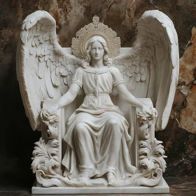 Serene Angel Sculpture in Marble