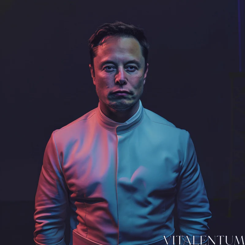 Elon Musk in Futuristic Portrait with Artistic Lighting AI Image