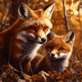 Two Foxes in the Fall