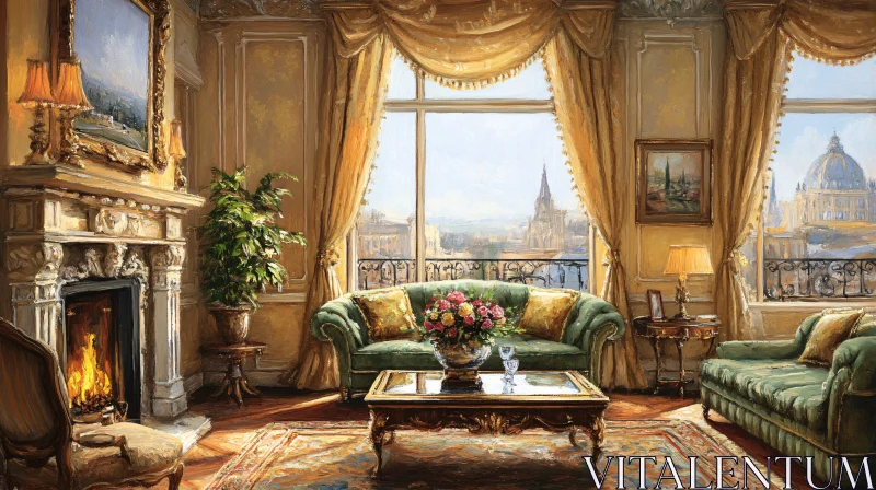 AI ART Classic Interior with City View