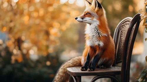 Fox Portrait on a Chair