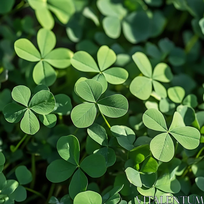 AI ART Fresh Green Clover Leaves Close-up