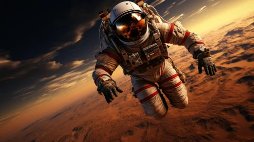 Astronaut Soaring in Space - Hyperrealistic Rendering