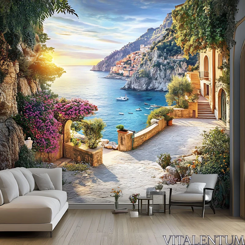 Coastal Serenity: Italian Seaside View AI Image